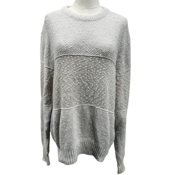 Boathouse Row Oversized Cotton Textured Fisherman Knit Sweater Cream Women L - Picture 1 of 7
